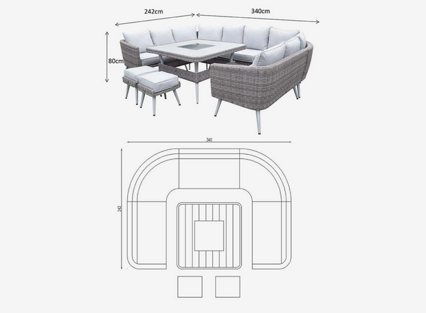 Danielle U-Shape Sofa Set with Fire Pit and Ice Bucket