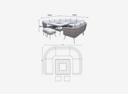 Danielle U-Shape Sofa Set with Fire Pit and Ice Bucket