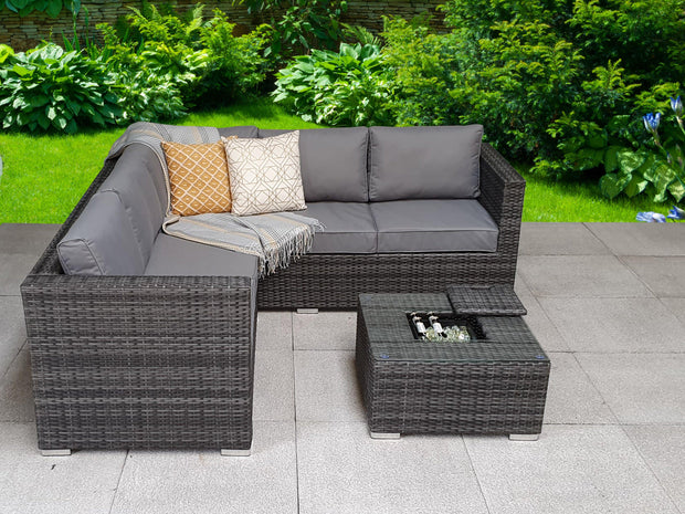 Georgia Corner Group Sofa Set With Ice Bucket In Grey - Kubek Furniture