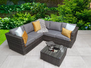 Georgia Corner Group Sofa Set With Ice Bucket In Grey - Kubek Furniture