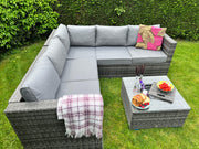 Georgia Corner Group Sofa Set With Ice Bucket In Grey - Kubek Furniture