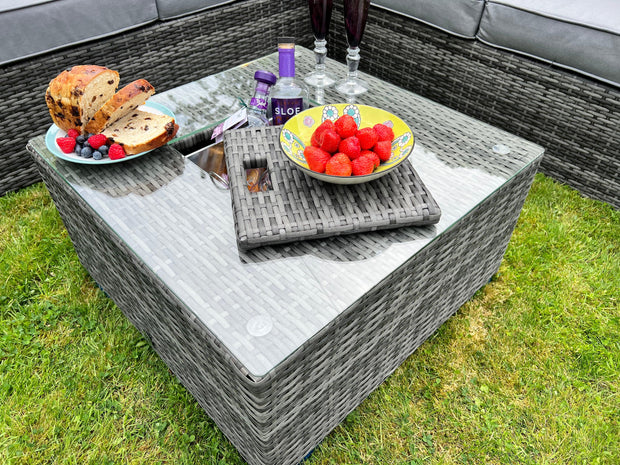 Georgia Corner Group Sofa Set With Ice Bucket In Grey - Kubek Furniture