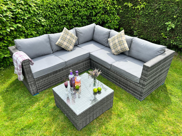 Georgia Corner Group Sofa Set In Grey - Kubek Furniture