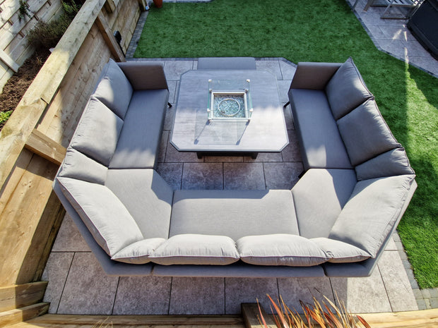 Luna U-Shape Sofa Set with Gas Firepit