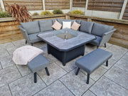 Luna Corner Sofa Set with Gas Firepit