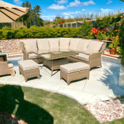 Sarah Corner Dining Set with Ice Bucket in Natural