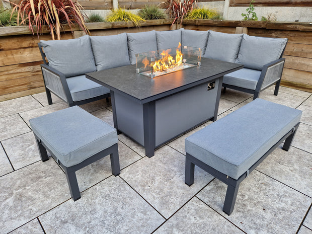 Bettina Corner Dining Set with Gas Fire Pit