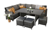 Charlotte Corner Sofa Dining Set In Grey - Kubek Furniture