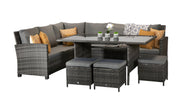 Charlotte Corner Sofa Dining Set In Grey - Kubek Furniture