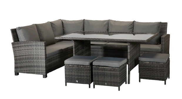 Charlotte Corner Sofa Dining Set In Grey - Kubek Furniture