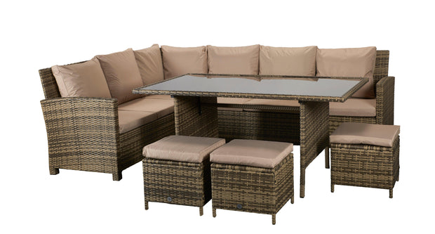 Charlotte Corner Sofa Dining Set In Natural - Kubek Furniture