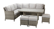 Edwina Corner Dining Set In 3-Wicker Special Grey - Kubek Furniture