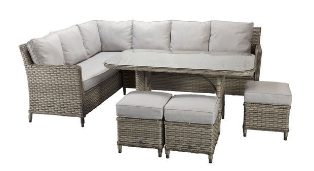 Edwina Corner Dining Set In 3-Wicker Special Grey - Kubek Furniture