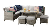 Edwina Corner Dining Set In 3-Wicker Special Grey - Kubek Furniture