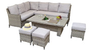 Edwina Sofa And Dining Set In 3-Wicker Special Grey - Adjustable Table And Ice Bucket - Kubek Furniture