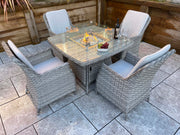 Edwina Dining 4 seater Dining Set with Gas Fire Pit