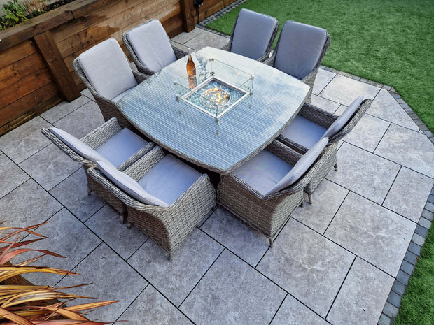 Edwina Dining 8 seater Dining Set with Gas Fire Pit