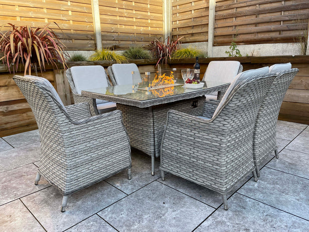 Edwina Dining 6 seater Dining Set with Gas Fire Pit