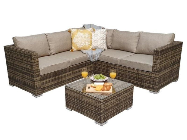 Georgia Corner Group Sofa Set In Natural Weave - Kubek Furniture