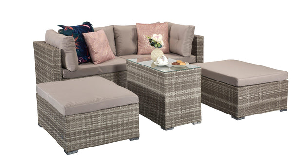 Harper Compact Sofa Garden Set In Grey - Kubek Furniture