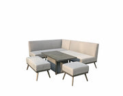 Kimmie Corner Sofa Set With Water/Stain Resistant Fixed Cushions + Gas Lift Adjustable Table - Kubek Furniture