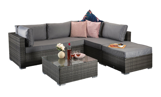 Savannah Corner Group Sofa Set In Grey - Kubek Furniture