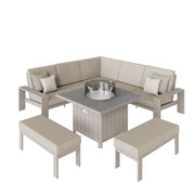 Venus Corner Sofa Dining Set with Gas Firepit