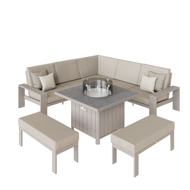 Venus Corner Sofa Dining Set with Gas Firepit