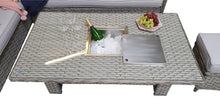 Load image into Gallery viewer, Edwina Corner Dining with Lift Table &amp; Ice Bucket in 3 wicker Special Grey Weave
